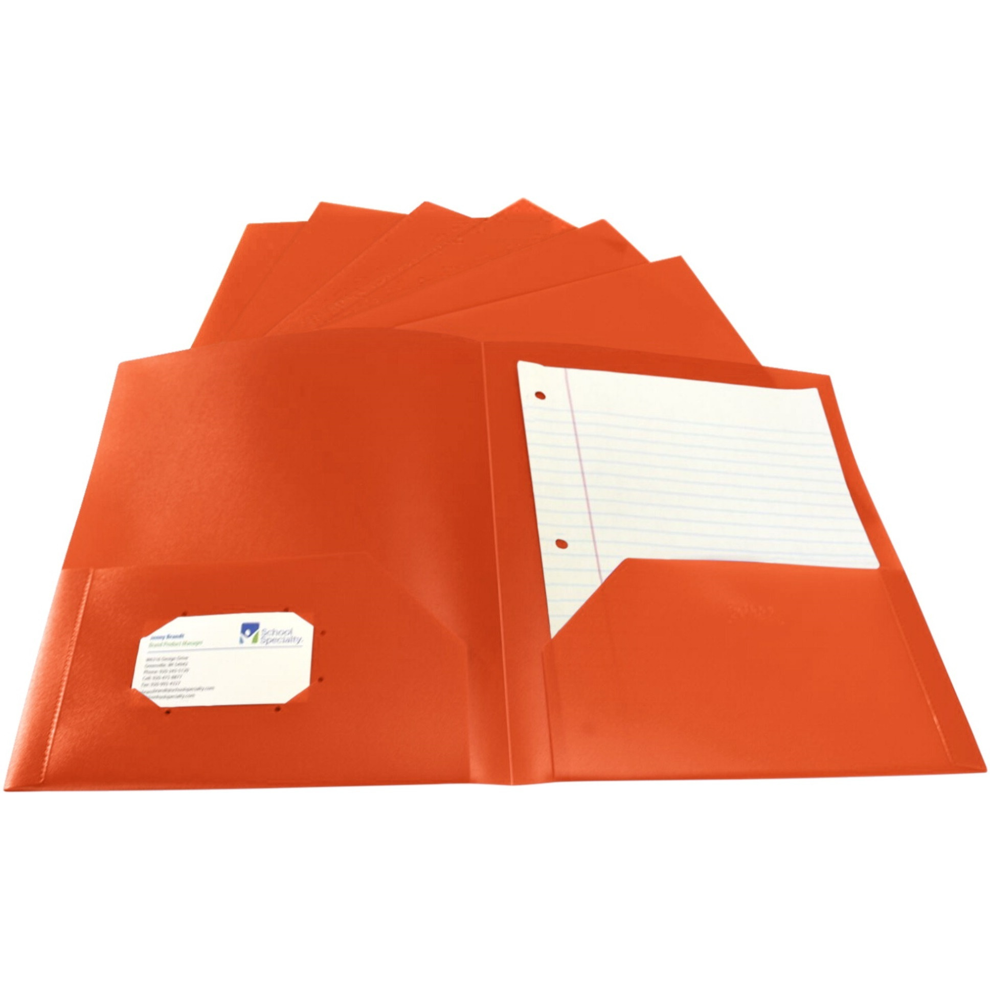 School Smart Heavyweight Two-Pocket Poly Folder, Orange, Pack of 25