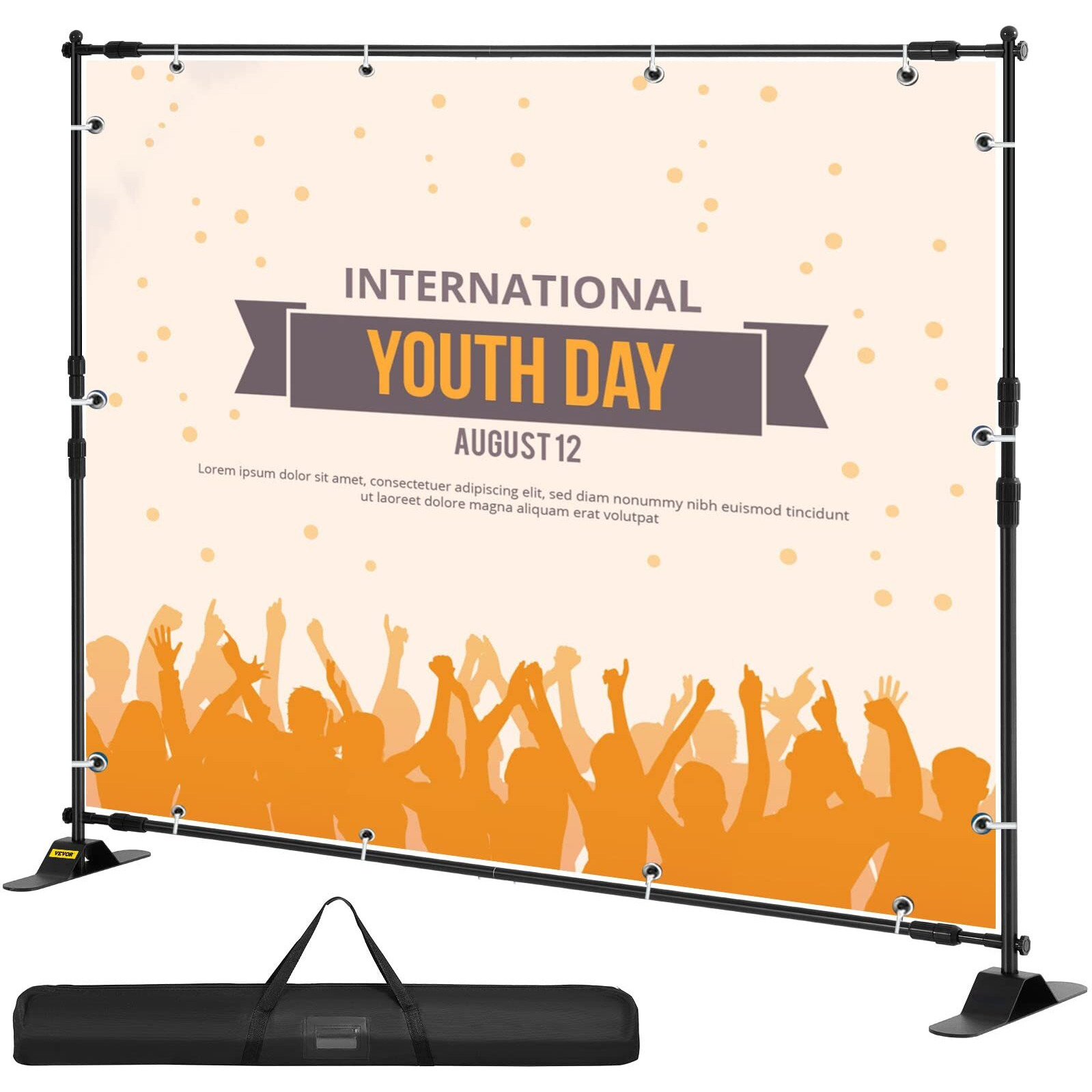 VEVOR 10 x 8 Ft Backdrop Banner Stand Adjustable Height and Width Newest Step and Repeat for Trade Show Wall Exhibitor Photo Booth Background