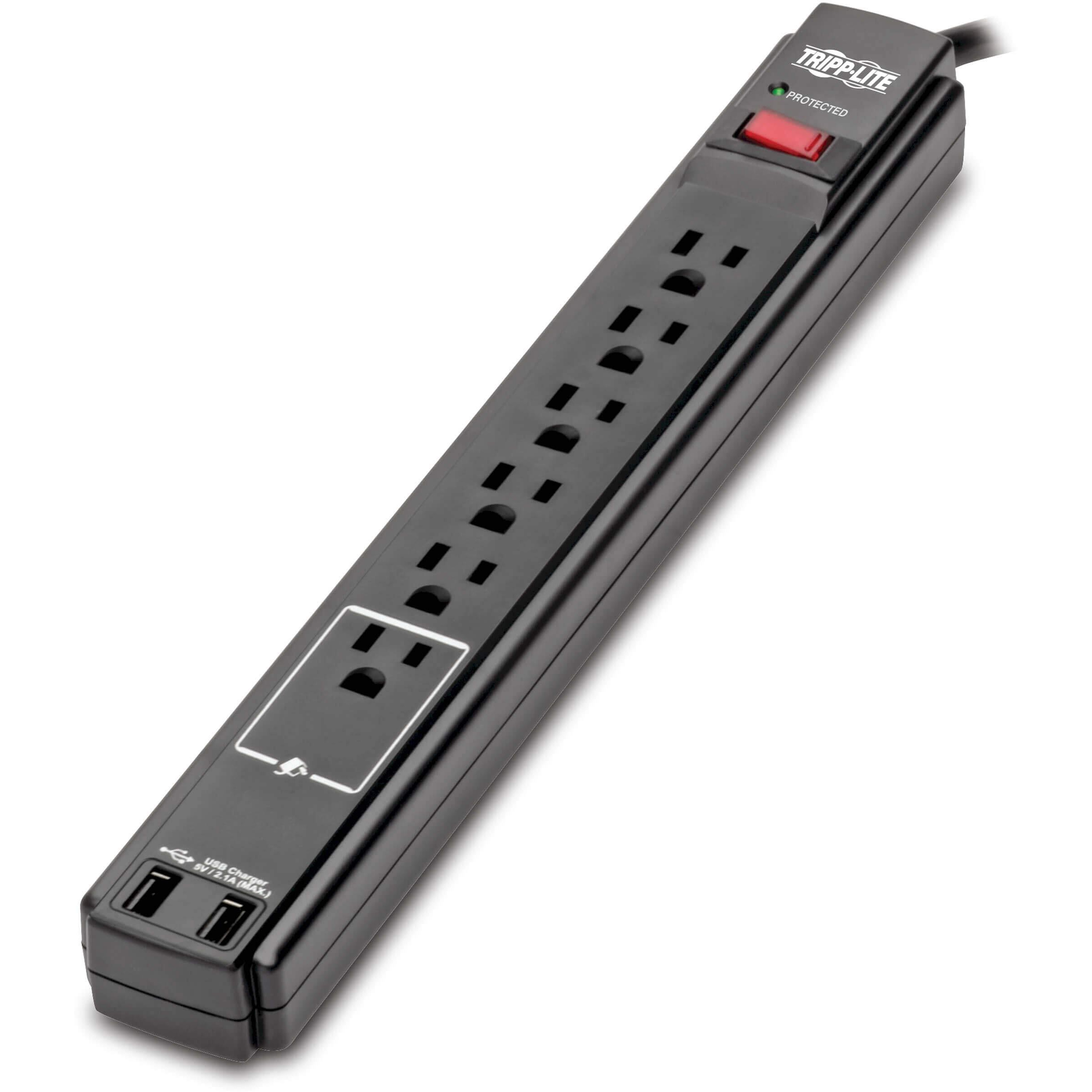 Surge 6 Outlet 6' Cord Black