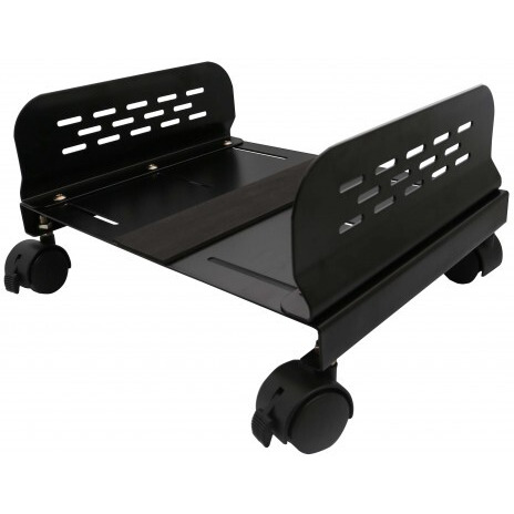 Aluminum CPU Stand with Castors, Suitable for Gaming AT/ATX Case, Adjustable Width up to 12.5 (32.5cm), Black Color