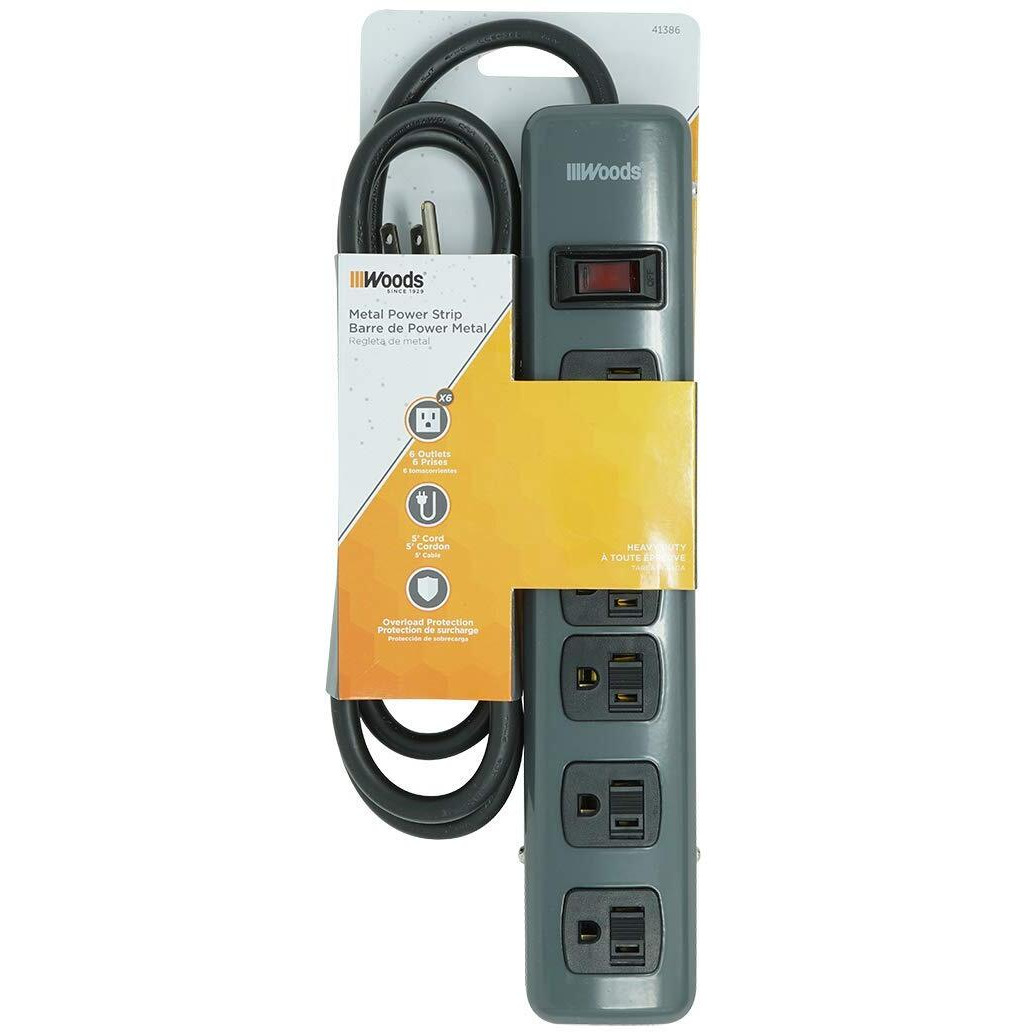 POWER STRIP 6OUT GRY (Pack of 1)