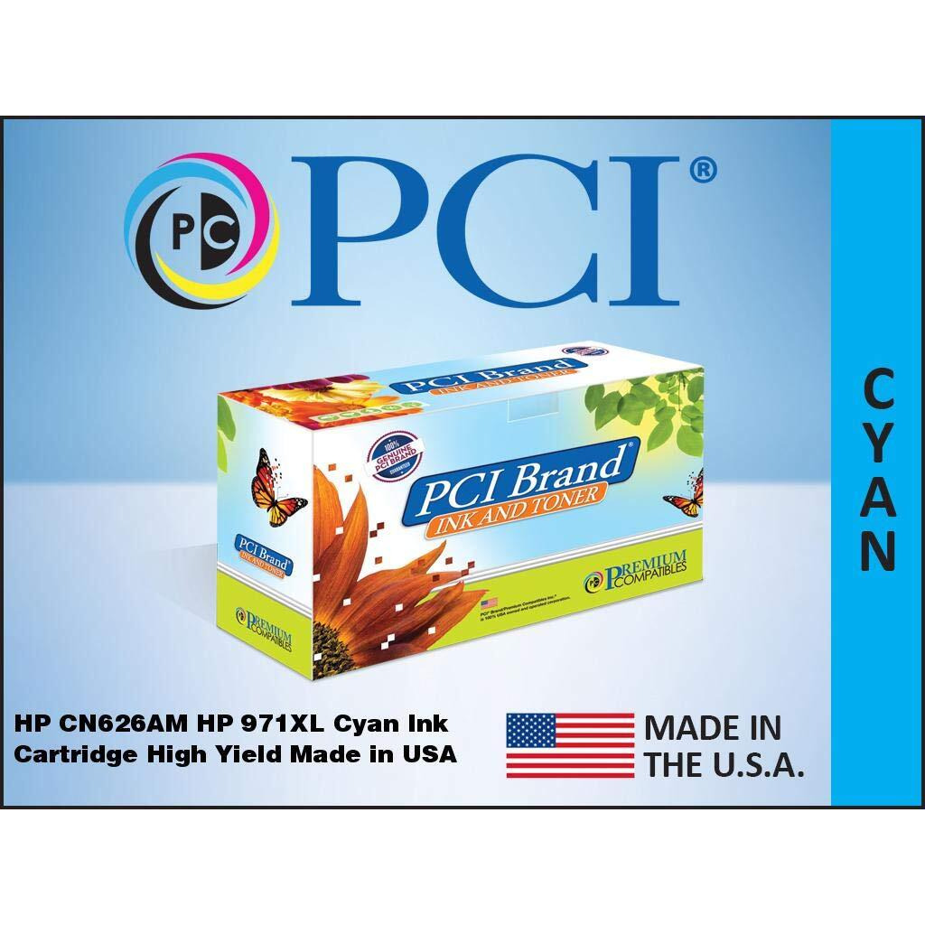 PCI Brand ECO-Friendly Reman HP 971XL CN626AM XL Cyan Ink Cartridge 6600 Pg Yield for HP OfficeJet Pro X451, X476, X551, X576, X576DW, CN626 Printers