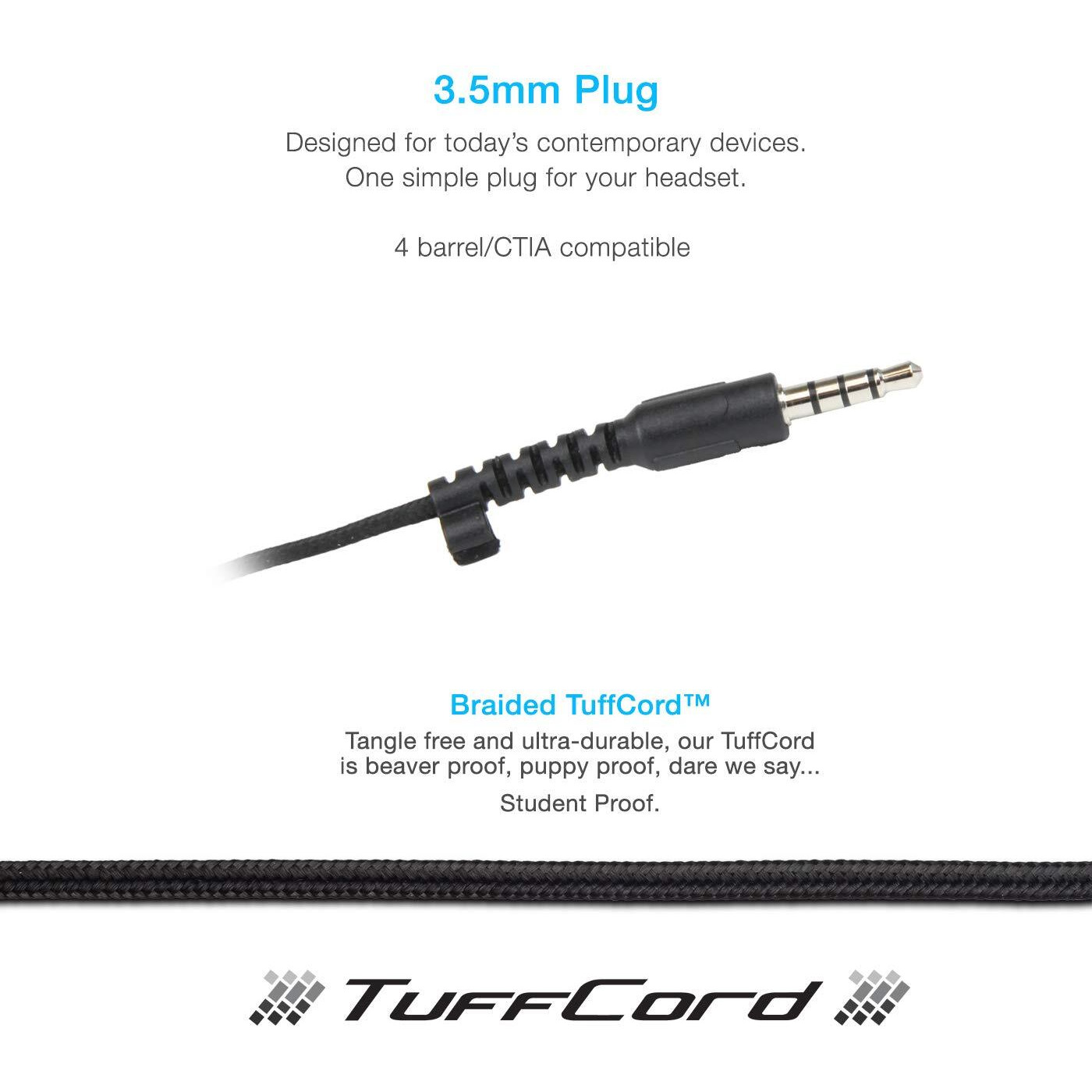 Stereo headphone braided cord