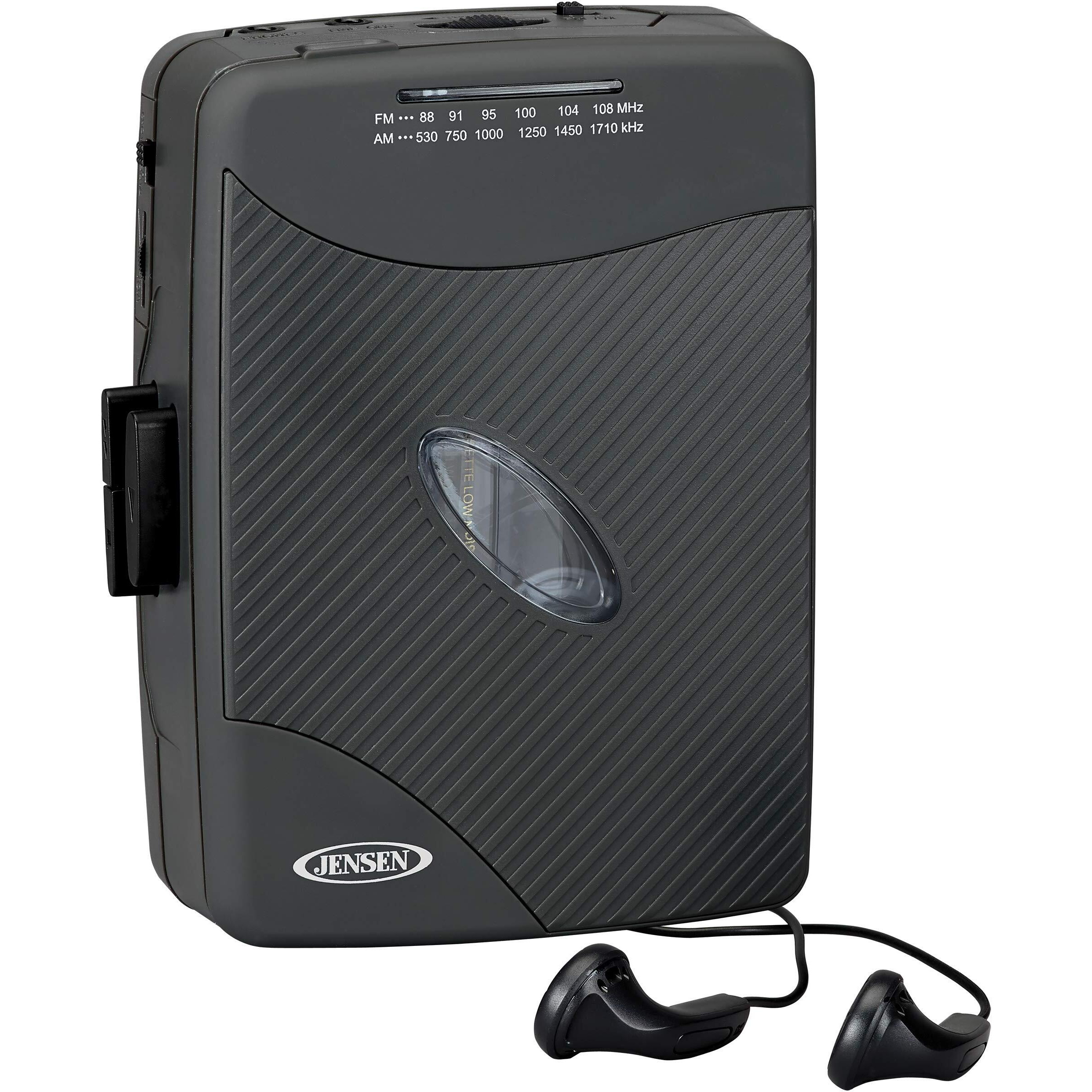 JENSEN SCR-75 BLACK STEREO CASSETTE PLAYER WITH AM/FM RADIO.