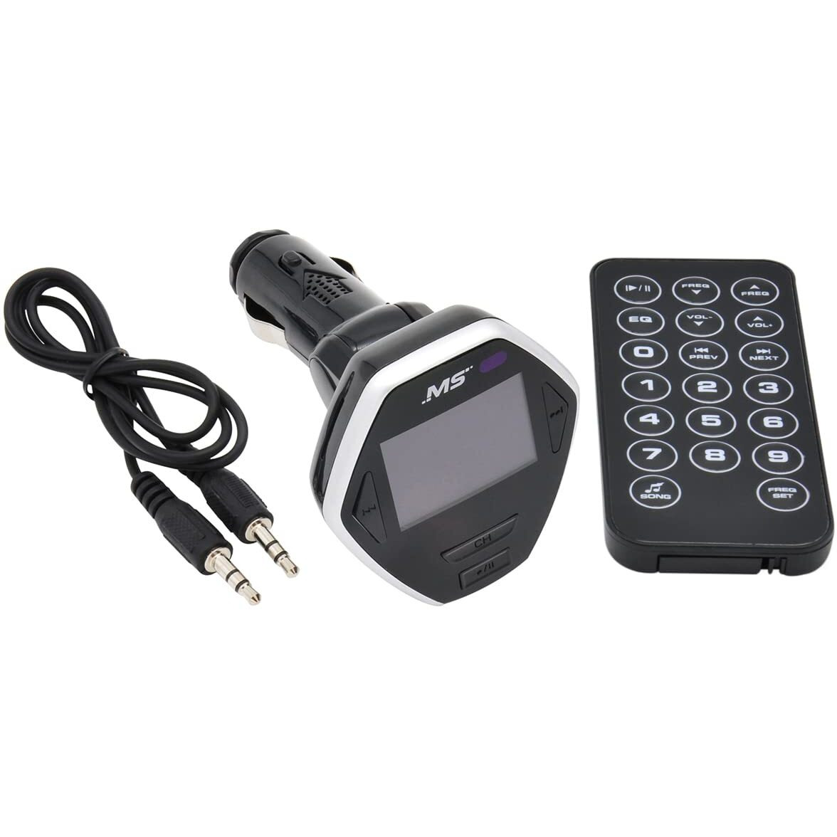 MobileSpec FM Transmitter with Remote MBS13200 - Playlist to Car Radio FM Transmitter with LCD Display Wireless Remote Control Function - Black
