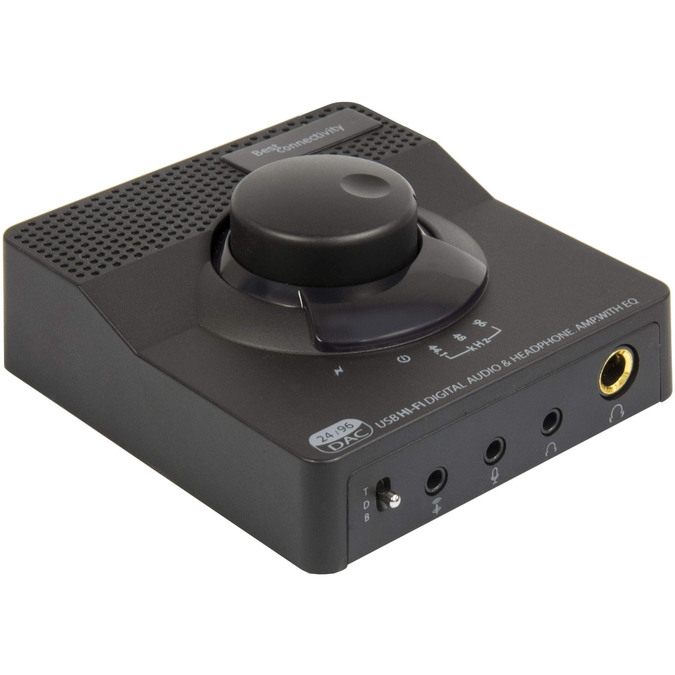 Hi-Fi USB Audio DAC, High Quality Headphone / Speaker Amplifier, 24-Bit / 96-KHz USB Audio, Stereo Analog RCA Line Outputs, Coaxial Digital Output, Black Color