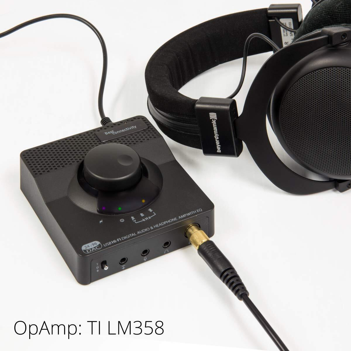 Hi-Fi USB Audio DAC, High Quality Headphone / Speaker Amplifier, 24-Bit / 96-KHz USB Audio, Stereo Analog RCA Line Outputs, Coaxial Digital Output, Black Color