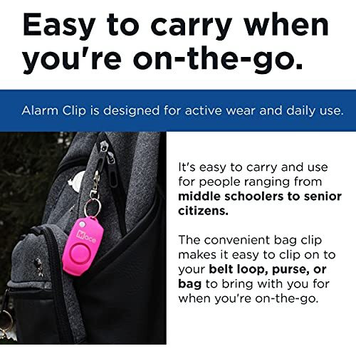 mace Brand Personal Alarm Keychain, Emits Powerful 130dB Alarm, Includes Built-in Keychain and Backup Whistle, Batteries Included, Great for Self-Defense, Pink