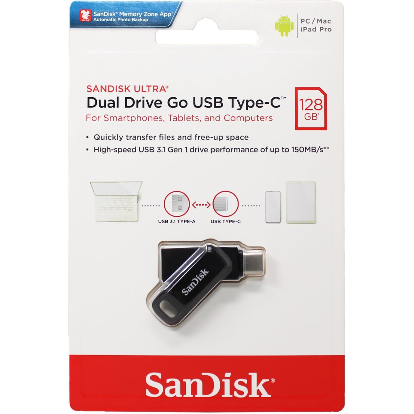 128GB Plastic Dual USB Type C