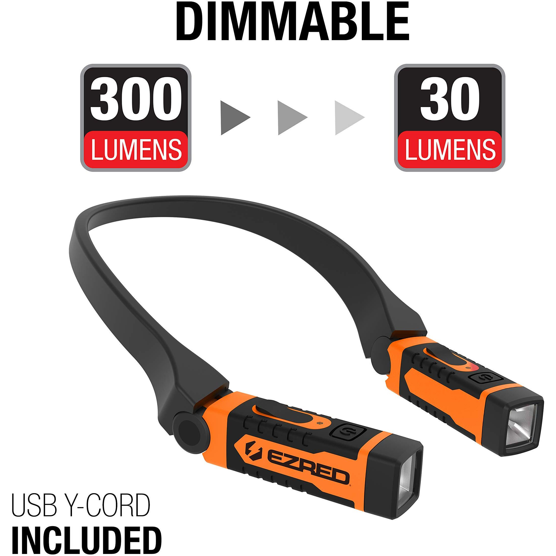 EZRED ANYWEAR Rechargeable Neck Light for Hands-Free Lighting (Orange)