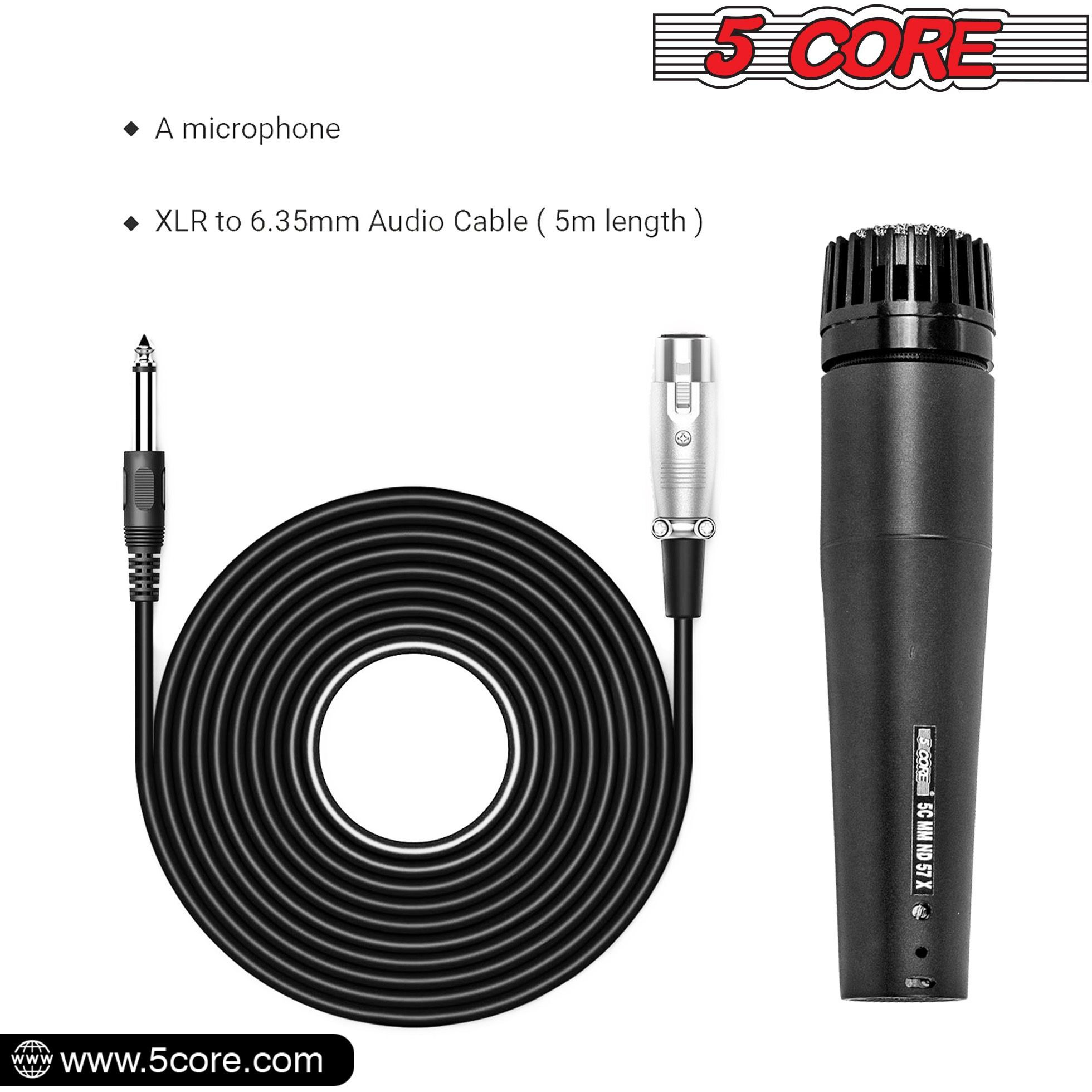 5 core Dynamic Instrument Mic - Premium Quality and Versatile Mic for Live Performances, On Stage and Studio Recording - Durable Metal Mic- cable, Mic Holder and Bag Included- ND-57X(D0102H7XFW8)