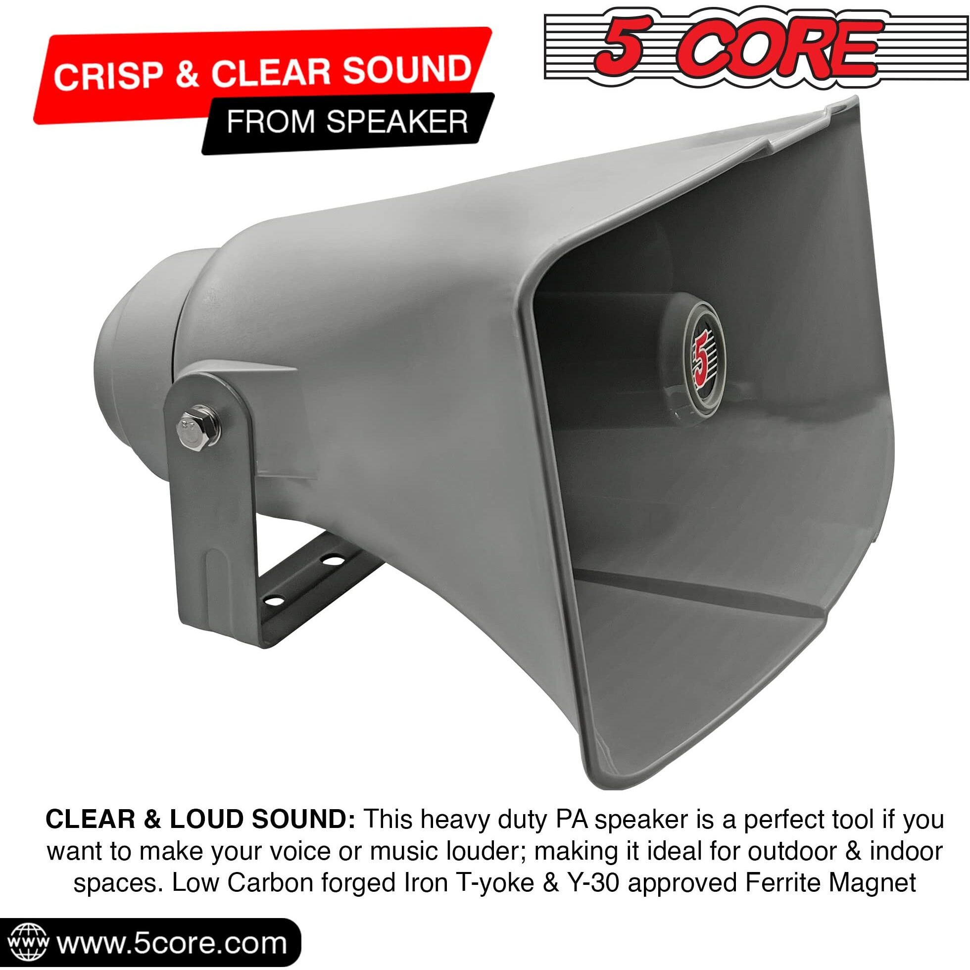 5 core Indoor Outdoor 8 x 16 PA Horn Rectangular Speaker- 40 Watt Power compact Loud Sound Driver Horns w 400Hz-5KHz Frequency 8 Ohm Waterproof Weatherproof  Vehicle SIRENSUH-400 1Pc(D0102H73I16)