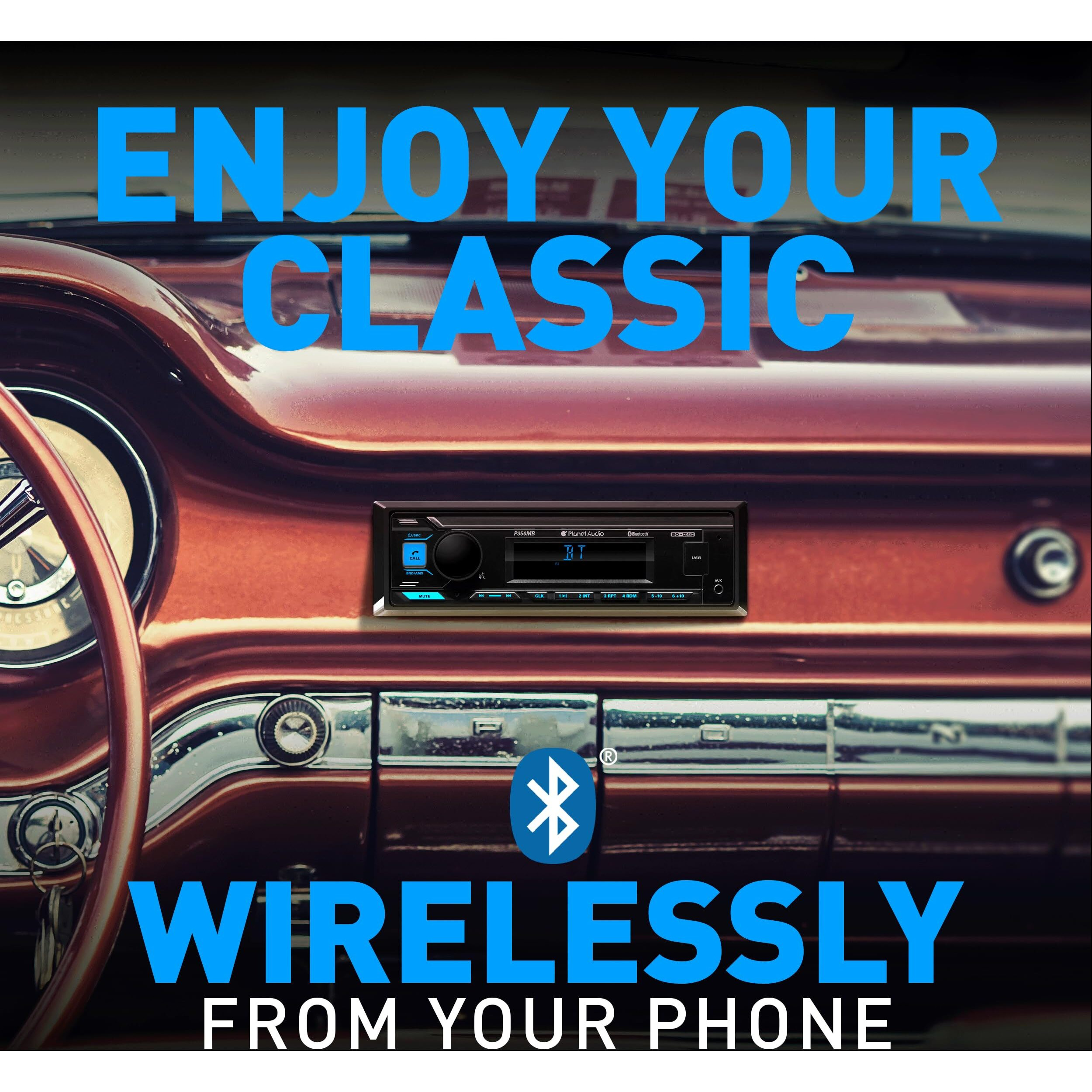 Planet Audio Single Din Mechless AM/FM/USB/Aux/Remote/Bluetooth