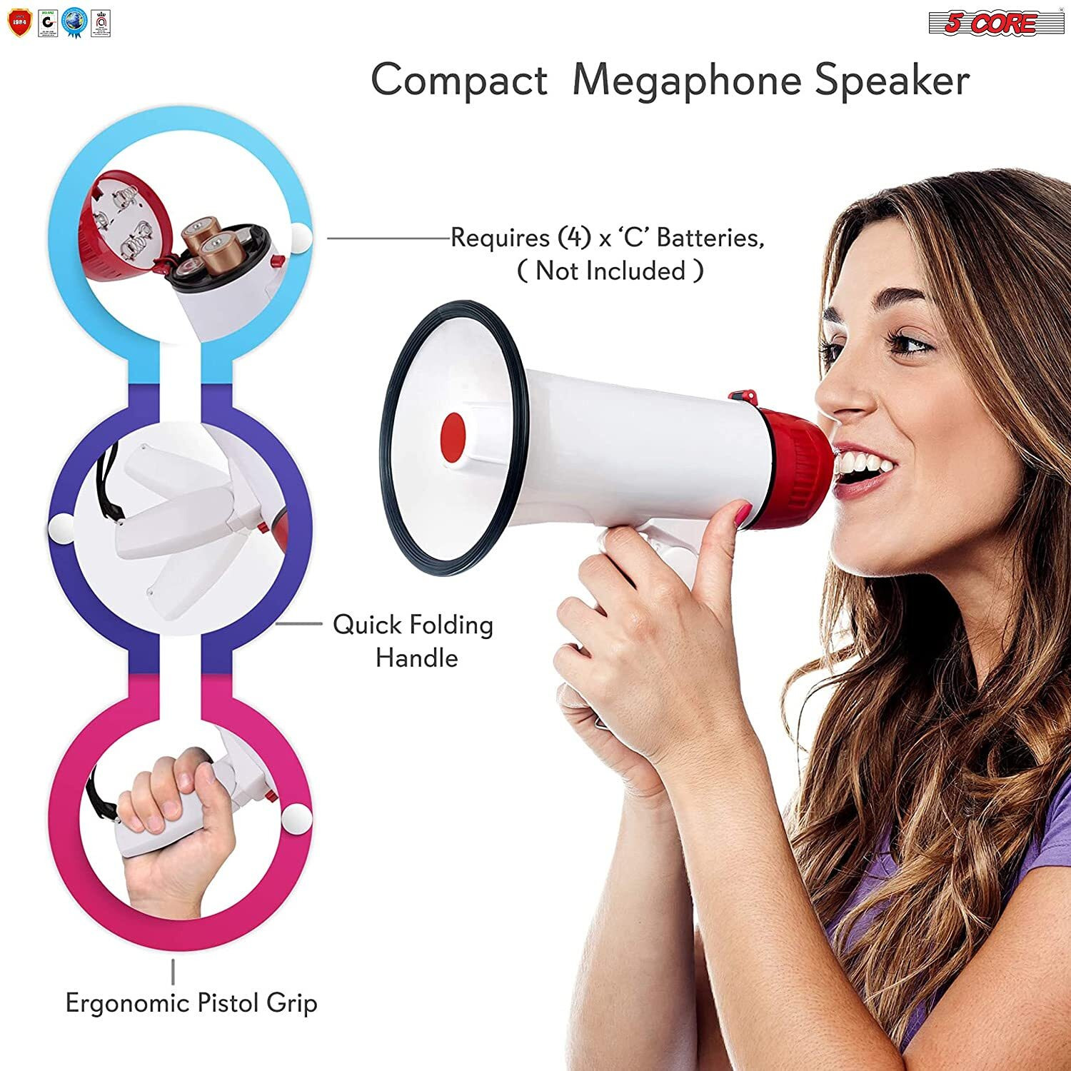 Megaphone Speakers Blow Horn Pro Loud Speaker Bullhorn Handheld Siren Voice Recording 6R(D0102HHDF28.)