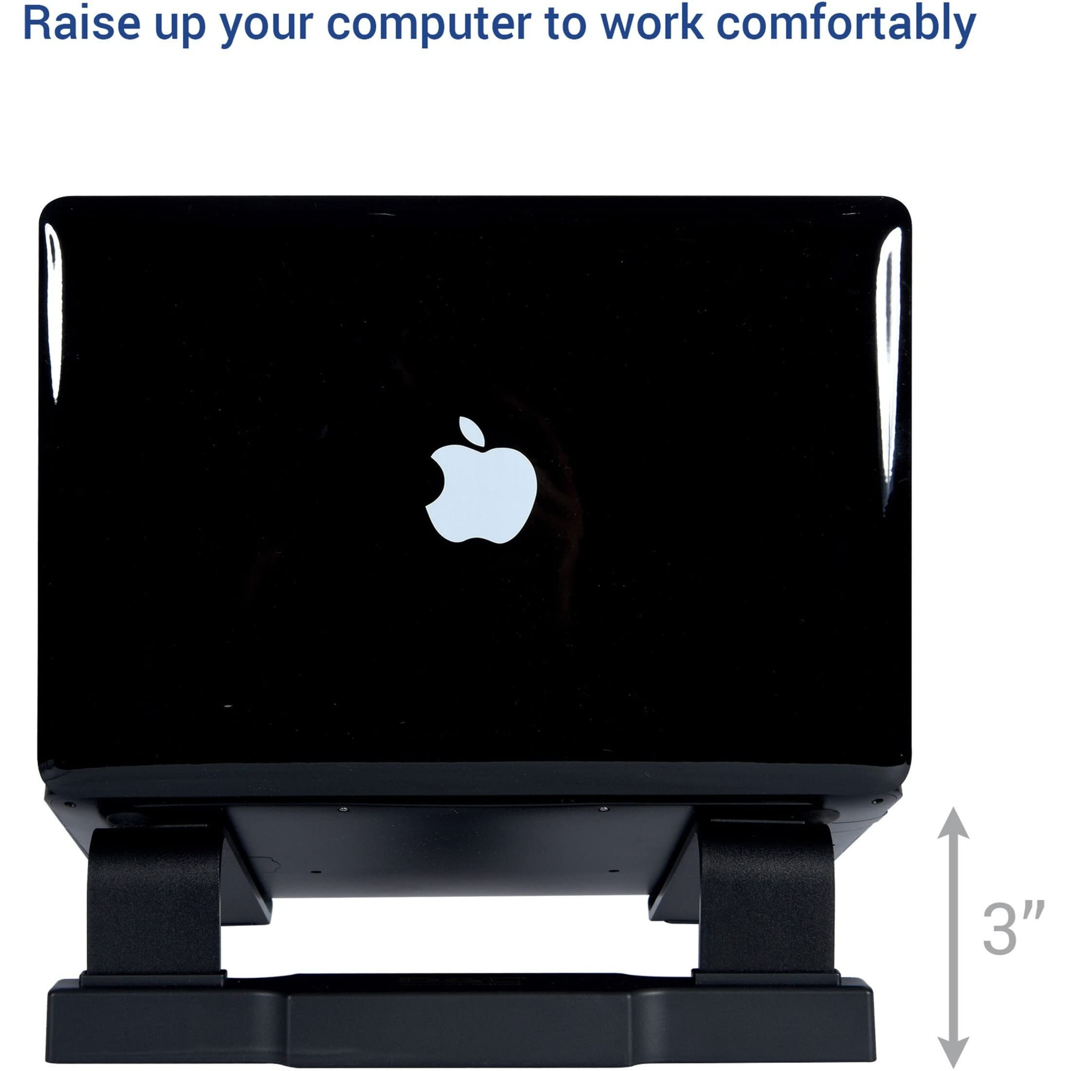 DAC Non-Skid Laptop Stand With 4-Port USB 3.0 Hub - 3" Height x 9.8" Width - Aluminum Alloy - Black