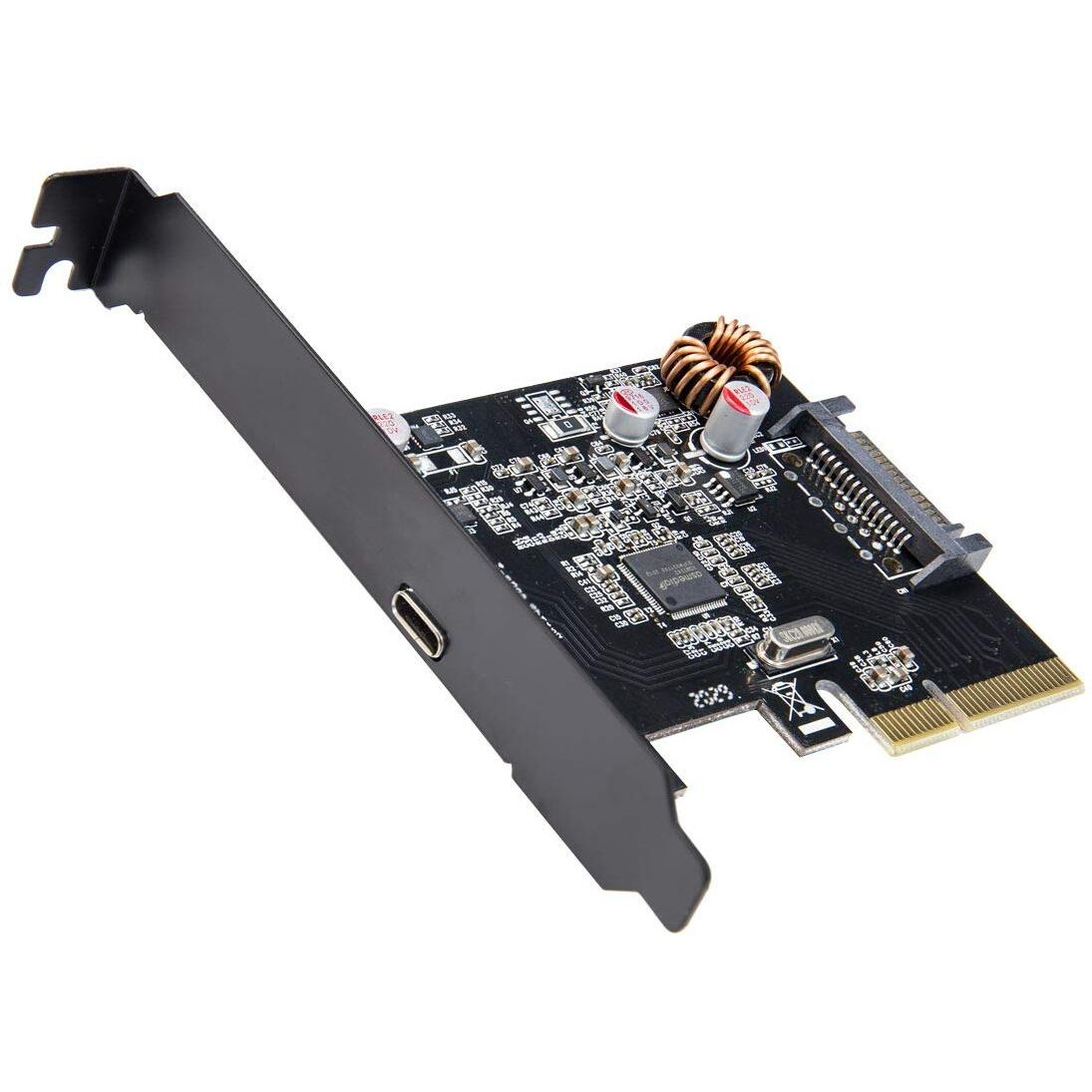 PCI-Express 3.0 x4, 1-Port USB 3.2 Gen2x2 Type-C 20Gbps Host Controller Card, ASMedia ASM2362 Chipset, with Low Profile Bracket.