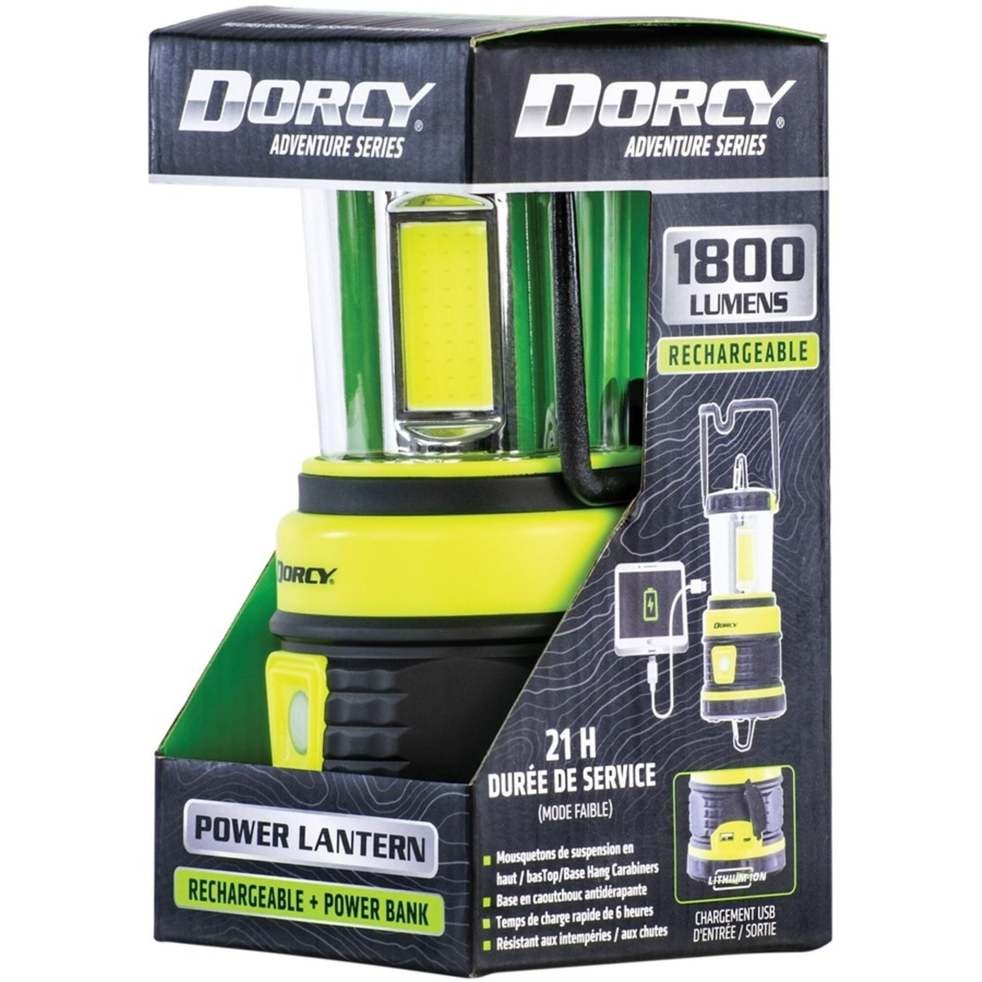 Dorcy 41-3125 1,800-Lumen Rechargeable Adventure Lantern, Multicolored