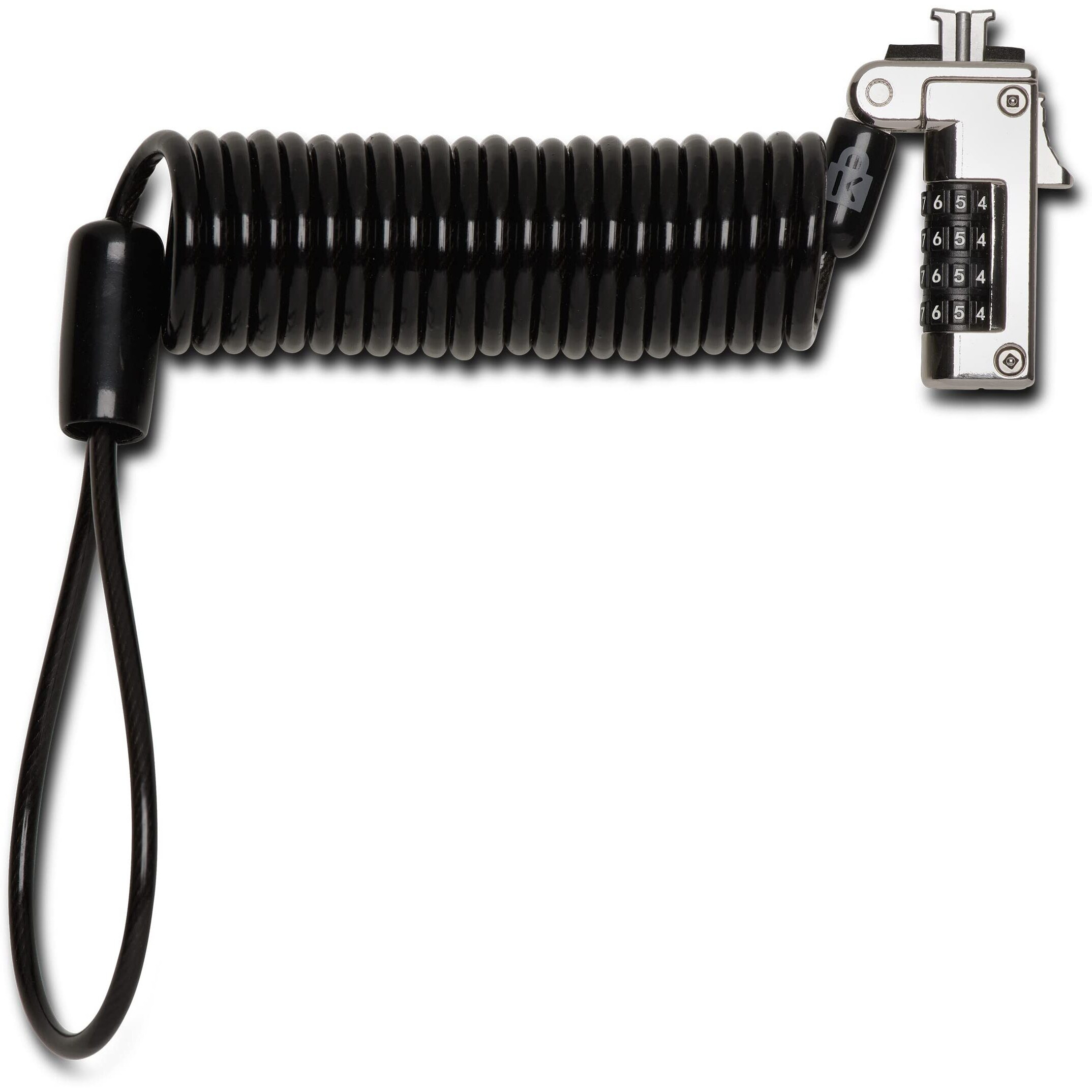 Slim Portable Combination Lock for Standard Slot, 6 ft Carbon Steel Cable, Black/Silver