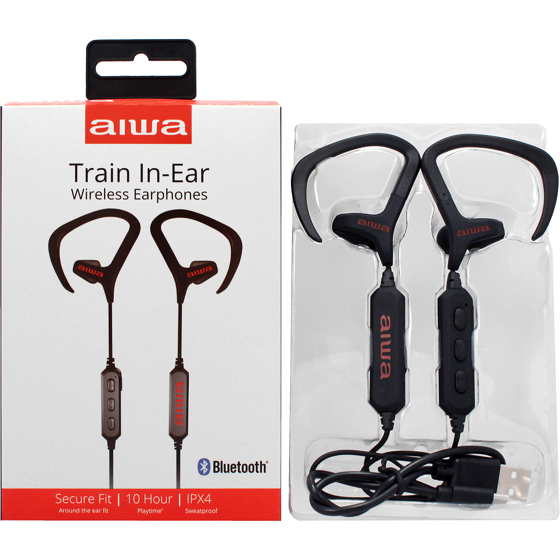 Aiwa Audio Train In-Ear Wireless Earphones - Black by Aiwa for Unisex - 1 Pc Earphones