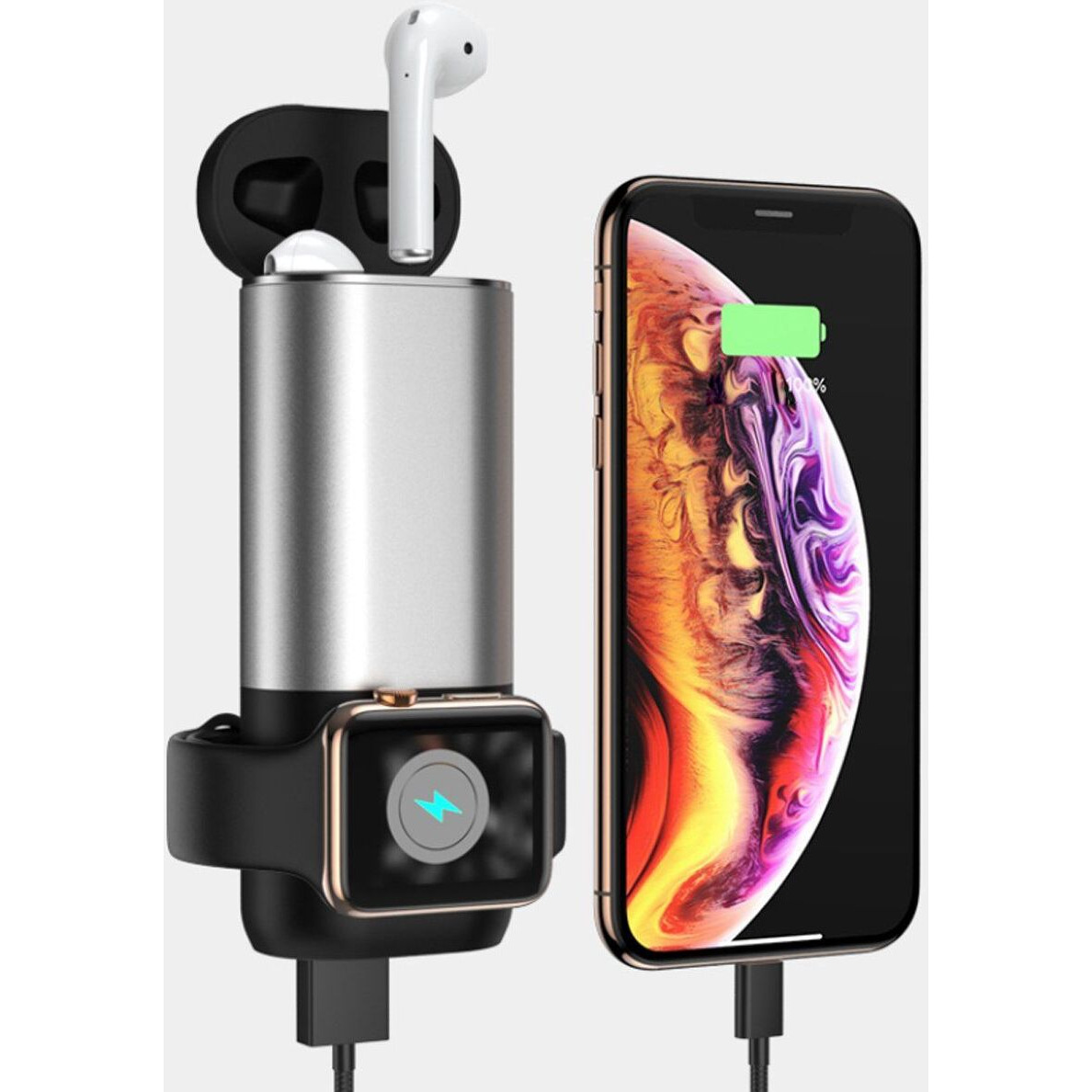 Porta 3 in 1 Wireless Charger For Apple Watch And Airpods Plus Phone(D0102HE68QV.)