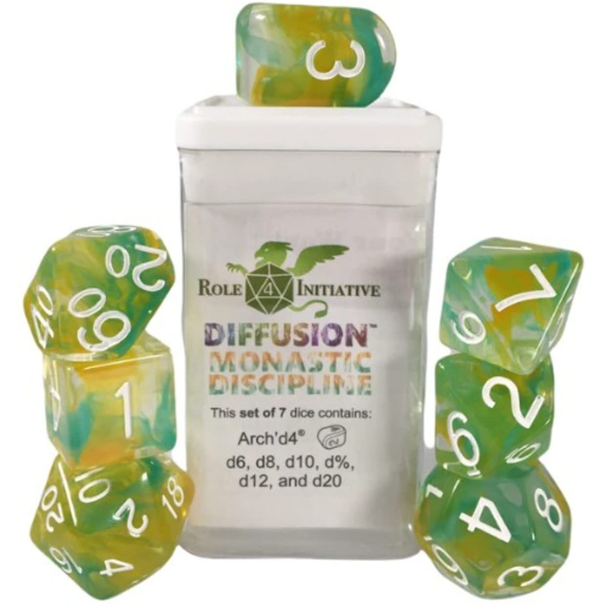 Role 4 Initiative Diffusion Poly Set - Monastic Discipline w/Numbers (7)