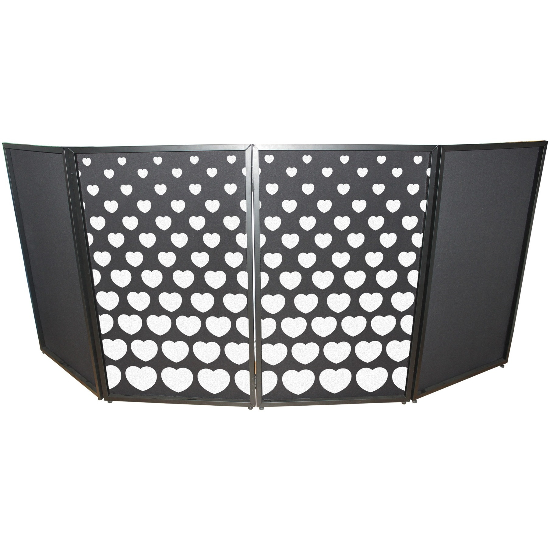Stepped Hearts Facade Enhancement Scrims - White Hearts on Black | Set of Two