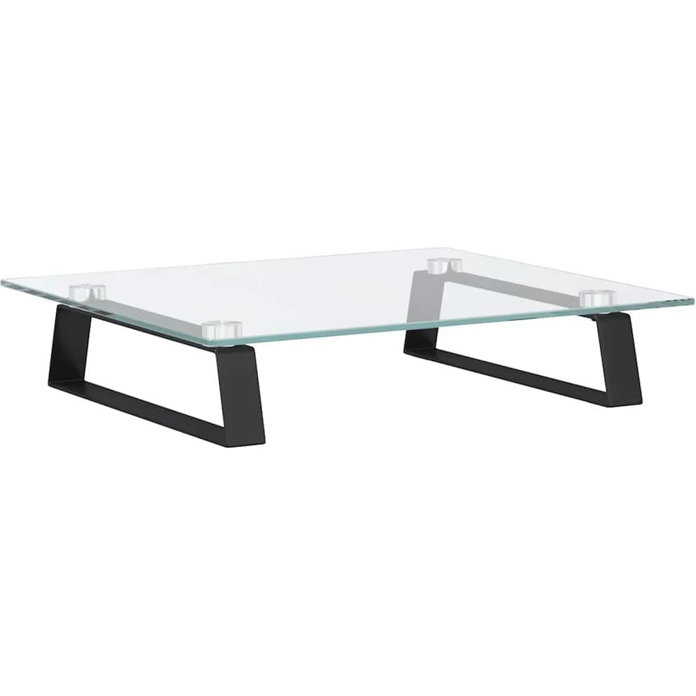 vidaXL Monitor Stand Black 15.7&quotx13.8&quotx3.1" Tempered Glass and Metal