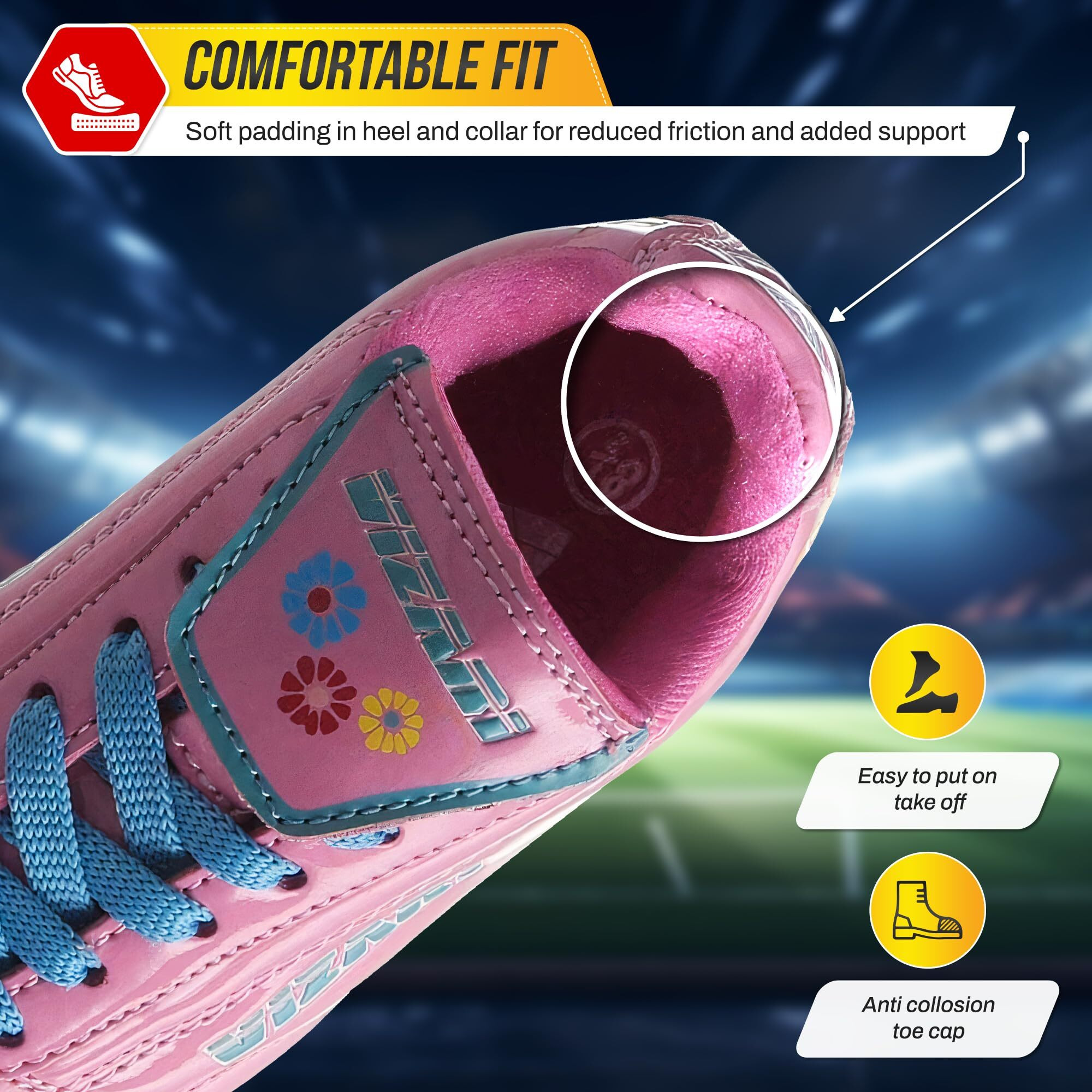 Vizari Girl's Blossom FG-K Soccer Shoe, Pink/Blue, 3 M US Little Kid