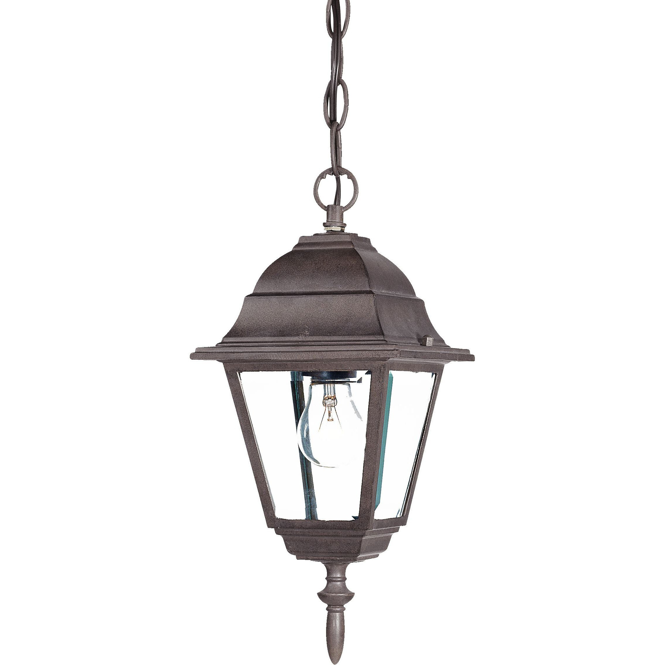 Antique Brown Beveled Glass Outdoor Hanging Light