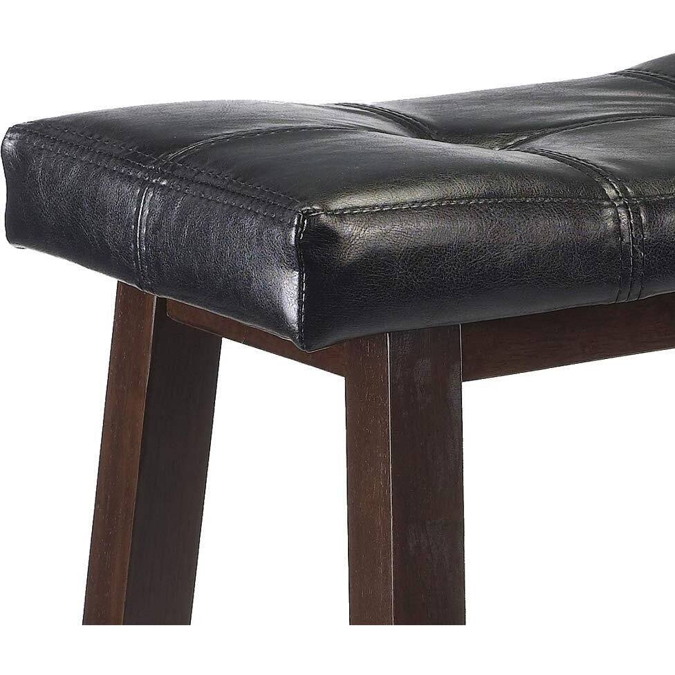 Mona Cushion Saddle Seat Bar Stool, Black and Walnut