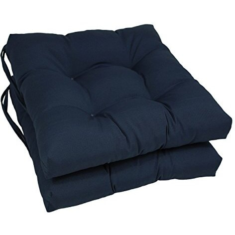16-inch Solid Twill Square Tufted Chair Cushions (Set of 2)