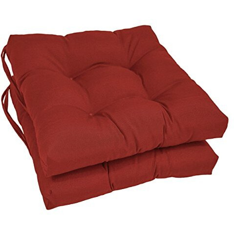 16-inch Solid Twill Square Tufted Chair Cushions (Set of 2)