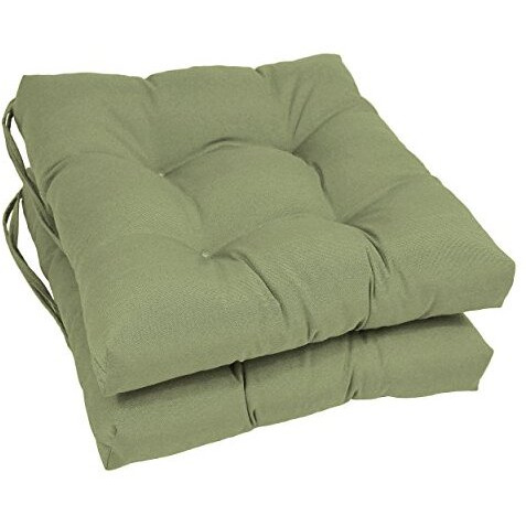 16-inch Solid Twill Square Tufted Chair Cushions (Set of 2)