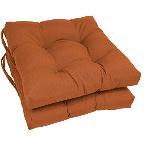 16-inch Solid Twill Square Tufted Chair Cushions (Set of 2)