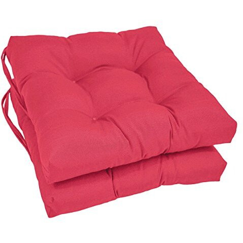 16-inch Solid Twill Square Tufted Chair Cushions (Set of 2)
