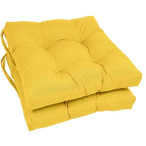 16-inch Solid Twill Square Tufted Chair Cushions (Set of 2)