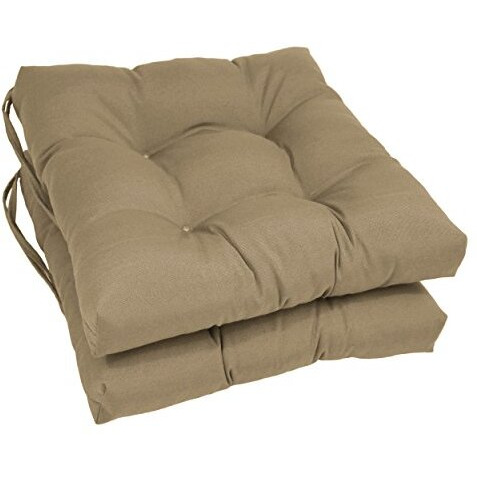 16-inch Solid Twill Square Tufted Chair Cushions (Set of 2)