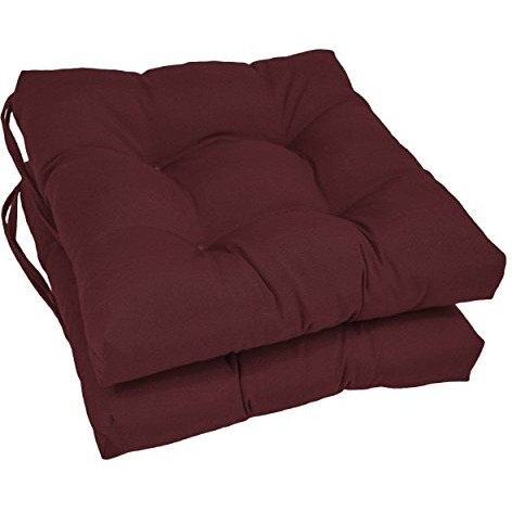 16-inch Solid Twill Square Tufted Chair Cushions (Set of 2)