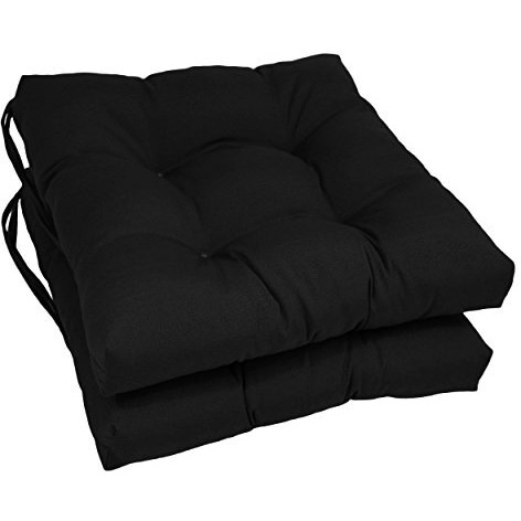 16-inch Solid Twill Square Tufted Chair Cushions (Set of 2)