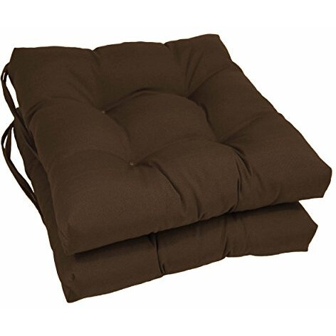 16-inch Solid Twill Square Tufted Chair Cushions (Set of 2)