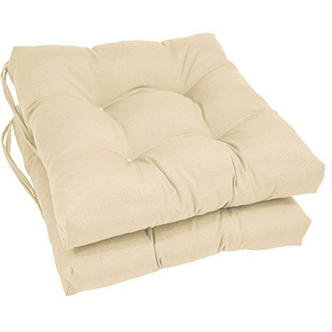 16-inch Solid Twill Square Tufted Chair Cushions (Set of 2)