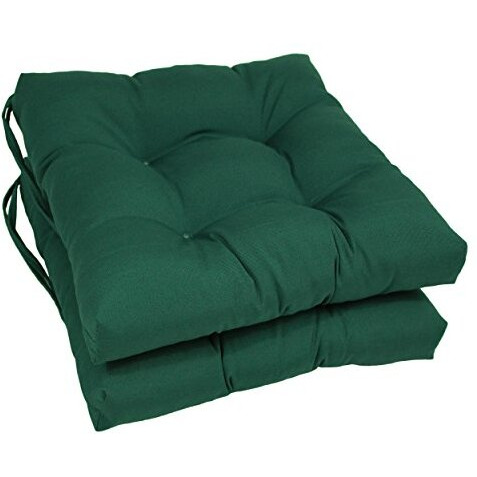 16-inch Solid Twill Square Tufted Chair Cushions (Set of 2)