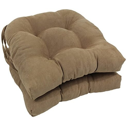 16-inch Solid Microsuede U-shaped Tufted Chair Cushions (Set of 2)