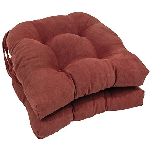 16-inch Solid Microsuede U-shaped Tufted Chair Cushions (Set of 2)