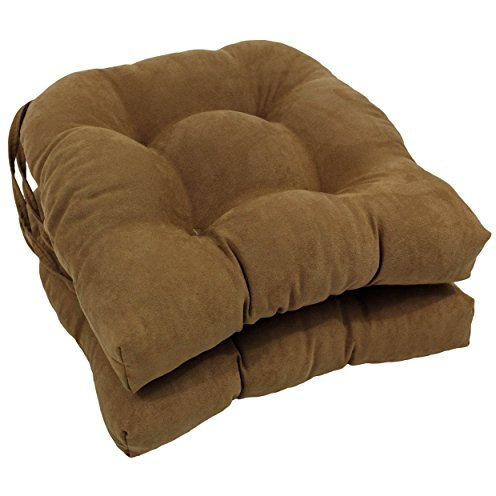 16-inch Solid Microsuede U-shaped Tufted Chair Cushions (Set of 2)