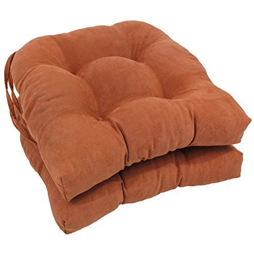 16-inch Solid Microsuede U-shaped Tufted Chair Cushions (Set of 2)