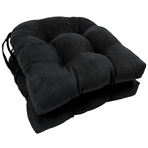 16-inch Solid Microsuede U-shaped Tufted Chair Cushions (Set of 2)