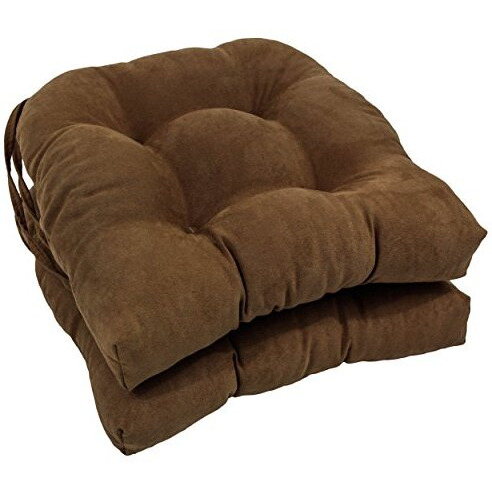 16-inch Solid Microsuede U-shaped Tufted Chair Cushions (Set of 2)