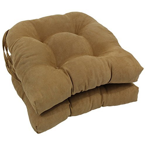 16-inch Solid Microsuede U-shaped Tufted Chair Cushions (Set of 2)