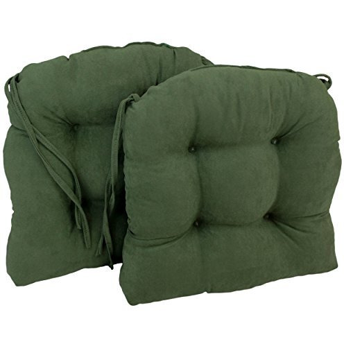16-inch Solid Microsuede U-shaped Tufted Chair Cushions (Set of 2)